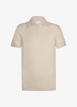 Profuomo Heren Fijngebreide polo met stretch in de kleur Beige, maat: S