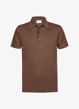 Profuomo Heren Regular fit polo in linnenblend in de kleur Clay, maat: XXL