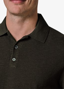 Profuomo Heren Polo in katoen linnen in de kleur Donkerbruin, maat: S