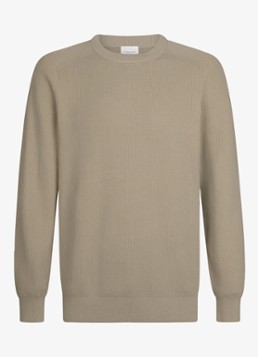 Profuomo Heren Fijngebreide trui met ribstructuur in de kleur Beige, maat: L