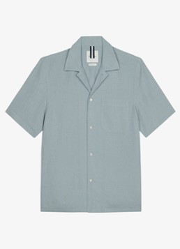 Profuomo Heren Relax fit shirt in linnen in de kleur Blauwgrijs, maat: L