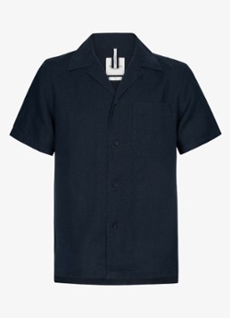 Profuomo Heren Relax fit shirt in linnen in de kleur Blauw, maat: L