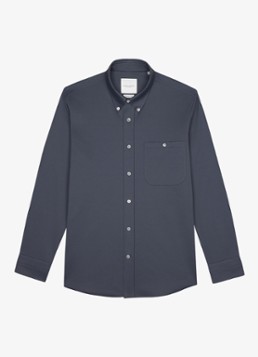 Profuomo Heren Japanese knitted slim fit overhemd in de kleur Middenblauw, maat: XL
