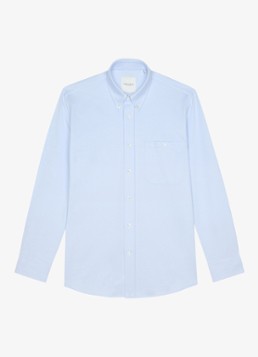 Profuomo Heren Japanese knitted slim fit overhemd in de kleur Lichtblauw, maat: M