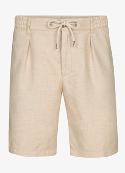 Profuomo Heren Straight fit korte broek in linnenblend in de kleur Zand, maat: 48