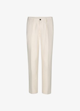 Profuomo Heren Straight fit chino in linnenblend in de kleur Wit, maat: 52