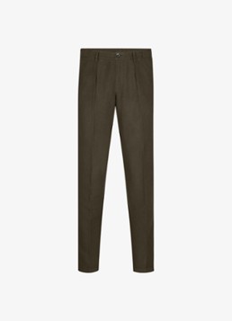 Profuomo Heren Straight fit chino katoen linen blend in de kleur Groen, maat: 52