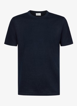 Profuomo Heren T-shirt in linnenblend met ronde hals in de kleur Blauw, maat: S