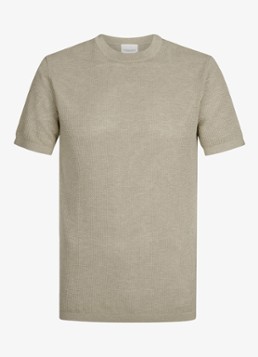 Profuomo Heren T-shirt met structuur in de kleur Beige, maat: S