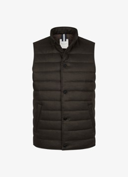 Profuomo Heren Bodywarmer in linnenblend met steekzakken in de kleur Donkerbruin, maat: 46