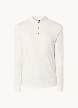 Profuomo Heren Slim fit polo met gemêleerd dessin in de kleur Beige, maat: S