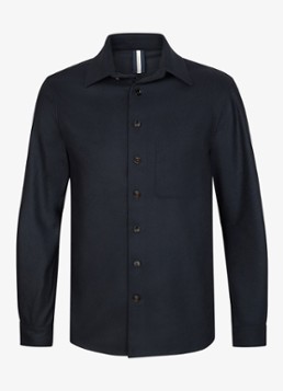 Profuomo Heren Regular fit overshirt in kasjmierblend met borstzak in de kleur Donkerblauw, maat: XXL