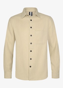 Profuomo Heren Regular fit overshirt in wolblend met borstzak in de kleur Zand, maat: M