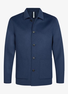 Profuomo Heren Regular fit overshirt van wol met opgestike zakken in de kleur Blauw, maat: M