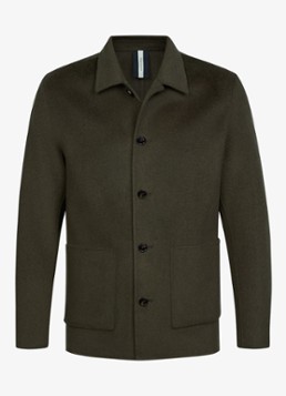 Profuomo Heren Regular fit overshirt van wol met opgestike zakken in de kleur Donkergroen, maat: XXL