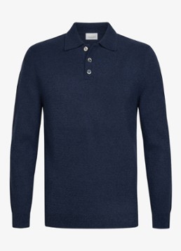 Profuomo Heren Fijngebreide trui in wolblend met polokraag in de kleur Blauw, maat: XXL