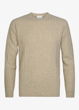 Profuomo Heren Kabelgebreide trui in kasjmieblend in de kleur Beige, maat: XL