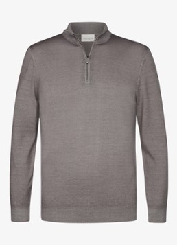 Profuomo Heren Merino trui met halve rits in de kleur Grijs, maat: L