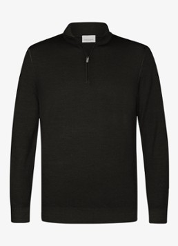 Profuomo Heren Merino trui met halve rits in de kleur Donkerbruin, maat: XXL