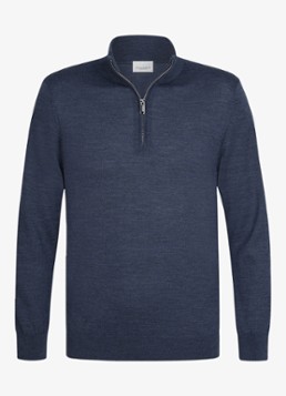 Profuomo Heren Fijngebreide trui van wol met halve rits in de kleur Beige, maat: XXL