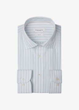 Profuomo Heren Slim fit overhemd met streepprint in de kleur Lichtblauw, maat: 43