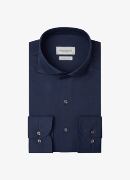 Profuomo Heren Slim fit overhemd in de kleur Donkerblauw, maat: 43