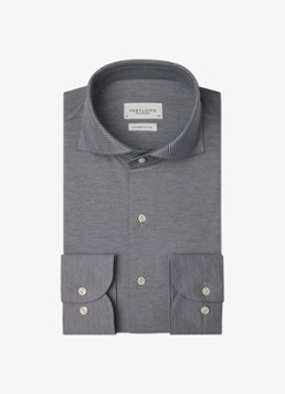 Profuomo Heren Slim fit Japanese knitted shirt overhemd in de kleur Royalblauw, maat: 44