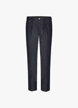 Profuomo Heren Regular fit chino in wolblend in de kleur Donkerblauw, maat: 52