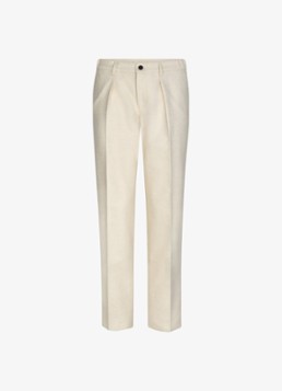 Profuomo Heren Regular fit chino in linnenblend in de kleur Creme, maat: 46
