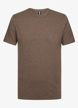 Profuomo Heren T-shirt van jersey in de kleur Donkerbruin, maat: S