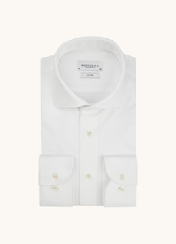 Profuomo Heren Knitted slim fit overhemd met stretch in de kleur Wit, maat: 39