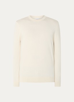 Profuomo Heren Luxury fijngebreide pullover in de kleur Gebroken wit, maat: XXL