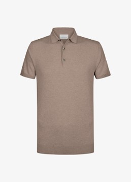 Profuomo Heren Luxury regular fit polo met gemêleerd dessin in de kleur Beige, maat: S