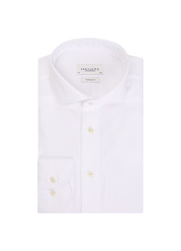 Profuomo Heren Regular fit strijkvrij overhemd met cut away kraag in de kleur Wit, maat: 45