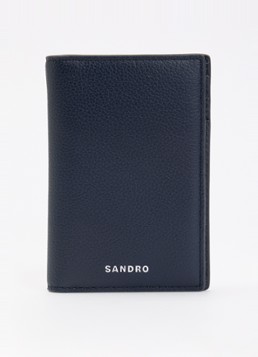 Sandro Heren Pasjeshouder van leer met logo in de kleur Donkerblauw