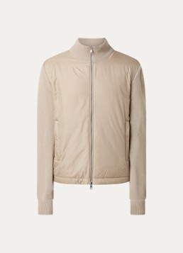 Moncler Heren Fijngebreid vest in scheerwolblend met gewatteerd voorpand met donsvulling in de kleur Beige, maat: L