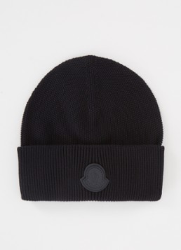 Moncler Heren Fijngebreide muts in kasjmierblend met logo