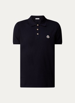 Moncler Heren Regular fit polo van piqué katoen in de kleur Donkerblauw, maat: L
