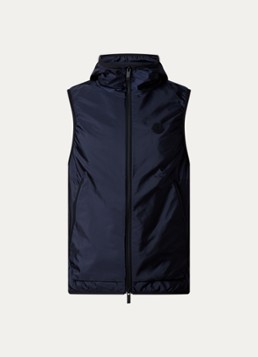 Moncler Heren Moretan bodywarmer met capuchon en waterafstotende coating in de kleur Donkerblauw, maat: 3/L