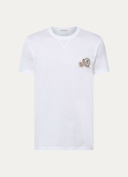 Moncler Heren T-shirt met logo in de kleur Wit, maat: L