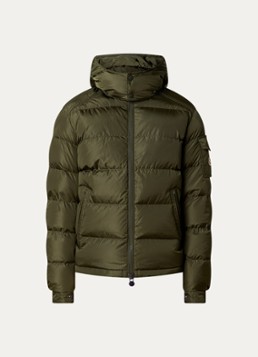 Moncler Heren Maya puffer jack met donsvulling en afneembare capuchon in de kleur Bronsgroen, maat: 1/S