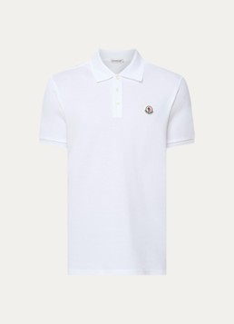 Moncler Heren Polo van piqué katoen in de kleur Wit, maat: L