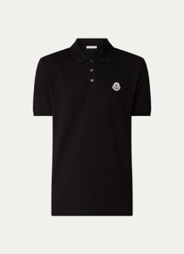 Moncler Heren Polo van piqué katoen in de kleur Zwart, maat: M