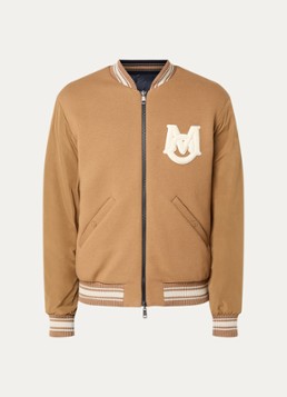 Moncler Heren Vennes reversible baseball jack met donsvulling en logo in de kleur Cognac, maat: 3/L