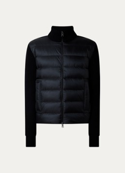 Moncler Heren Ribgebreid vest in kasjmierblend met gewatteerd voorpand in de kleur Zwart, maat: M