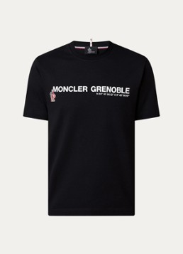 Moncler Heren T-shirt met logoprint in de kleur Zwart, maat: XL