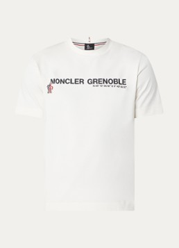Moncler Heren T-shirt met logoprint in de kleur Gebroken wit, maat: M