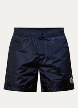 Moncler Heren Archivio zwemshorts met logo en steekzakken in de kleur Donkerblauw, maat: M