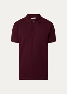 Moncler Heren Regular fit polo van piqué katoen met logo in de kleur Bordeauxrood, maat: S