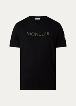 Moncler Heren T-shirt met logoprint in de kleur Zwart, maat: S